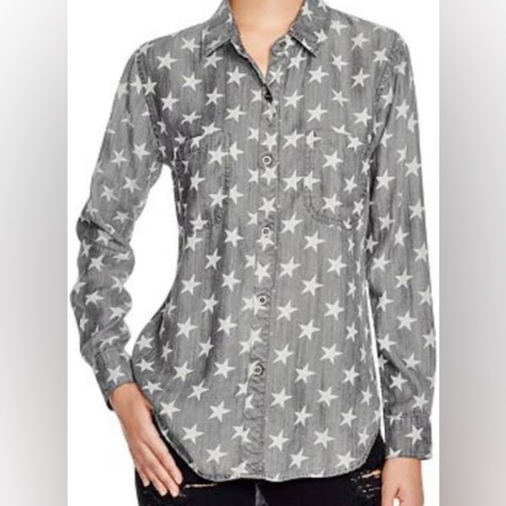 Rails Carter Gray Chambray in Star Print - Size XS